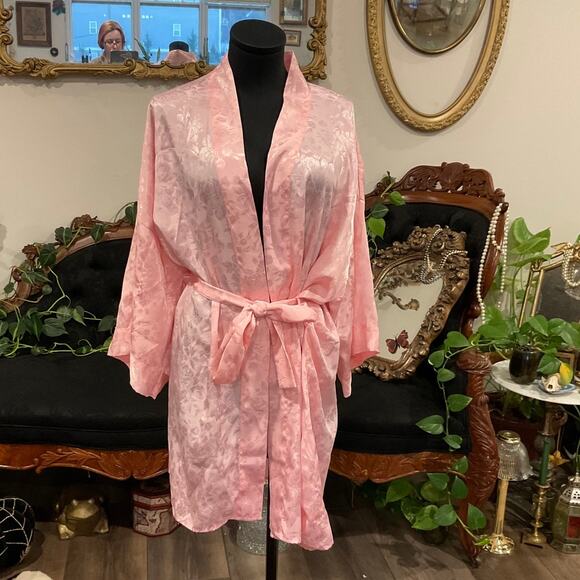 vintage Morgan Taylor Floral Robe Long Sleeve One Size Pink
